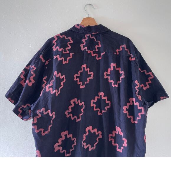 POST-IMPERIAL Ijebu Camp Shirt Hand Dyed Patterned Short Sleeve Button Up Sz XXL - Picture 5 of 10